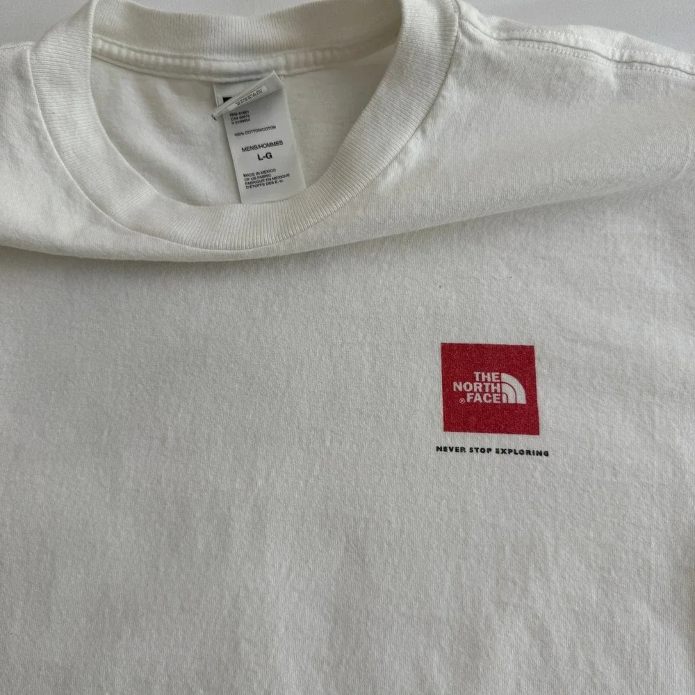 The North‎ Face T-Shirt Mens Large White Half Dome Logo Cotton Short Sleeve Tee